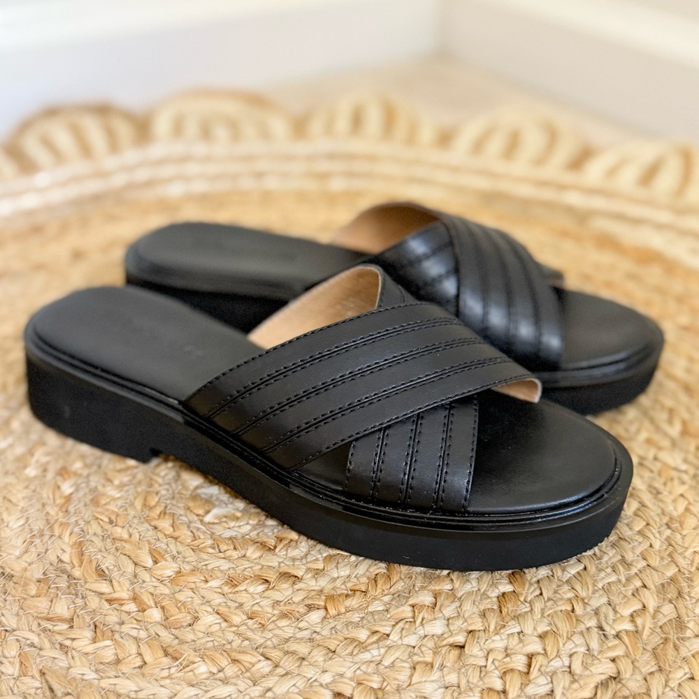 🌾 Madewell Black Leather Mules with Cushioned Insole